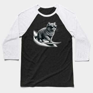 Funny Cat Surfing Gifts Funny Cat Surfer Baseball T-Shirt